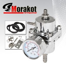 NEW RACING SLIVER ADJUSTABLE 1 TO 140 PSI FUEL PRESSURE REGULATOR KIT/HOSES/GAUG