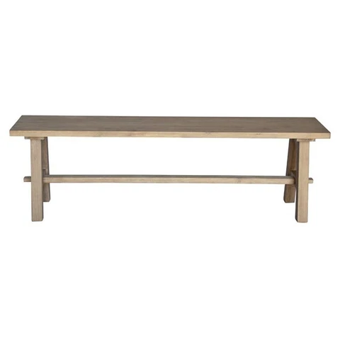 New Pacific Direct Bedford 59" Wood Dining Bench in Natural/Brushed Smoke Cover
