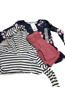 CARTERS GIRLS 3 PC LONG SLEEVE WITH PANTS SET (BLUE PINK WHITE,3T)NWT - Picture 1 of 3