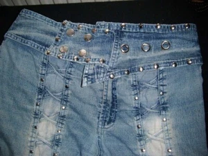 Rare Original Vintage 60s Boho Hippy Studded Flared Denim Jeans Size 10 W30 L32 - Bild 1 von 12