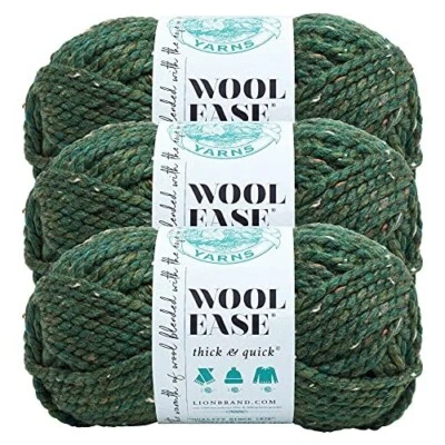 (3 Pack) Lion Brand Yarn 640-172K Wool-Ease Thick & Quick Bulky Yarn, Kale