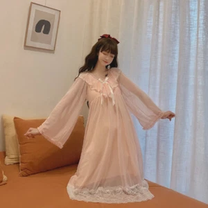 Ladies Girl Lolita Sleepwear Nightdress Nightwear Ruffle Lace Vintage Cute White - Picture 1 of 14