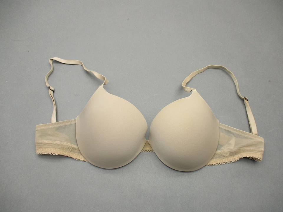 32D Calvin Klein Womens Nude Underwire Padded Back Closure T-Shirt Demi Bra 2H - Image 1 of 4