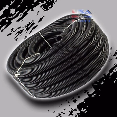 XSCORPION 25Ft 1/2" Marine Grade Conduit Car Home Tubing Split Wire Loom Black Sleeve tube