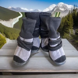 4PC Freedogs Anti Slip Dog Boots/Shoes-Size S - Charcoal/Gray - Fastener Straps - Picture 1 of 9