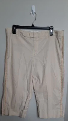 GAP Womens Khaki Capri Pants Size 14 Beige Tan Embroidered Rainbow Accent - Image 1 of 4