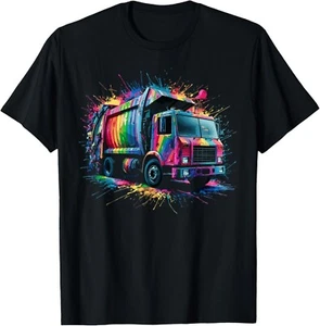 Colorful Paint Splash Garbage Truck Art Graphic Tee Gift Unisex T-Shirt - Picture 1 of 3