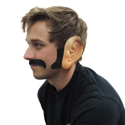 Black Fake Hair Facial Lamb Chop Sideburns & Mustache Costume Accessory - Image 1 of 4