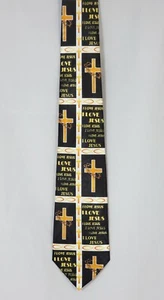 I Love Jesus Men's Christian Religious Christ Easter Gift Black Neck Tie - Picture 1 of 3