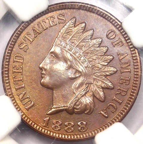 1888 88/88 FS-302 Indian Cent 1C - NGC Uncirculated - Rare Variety in MS UNC Cover