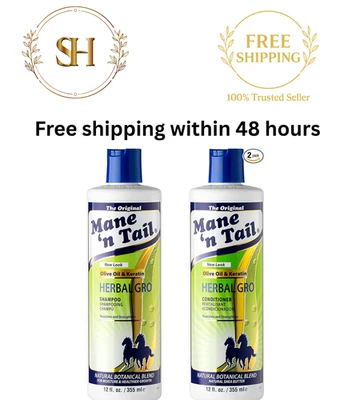 MANE 'N TAIL Natural Herbal Gro Nourish & Strengthen Shampoo & Conditioner 355ml - Image 1 of 4