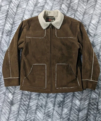 Chaqueta grande antigua azul marino vintage para hombre imitación gamuza forrada sherpa camionero tareas granero Foto 1 de 4