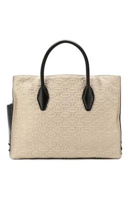 Tod's Logo Embossed Tote Black Leather Alber Elbaz Shoulder Bag Crossbody NWOT - Image 1 of 4