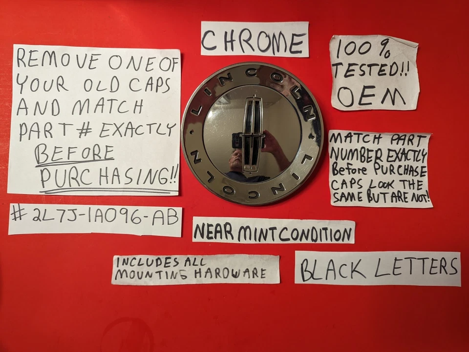 ✅1 Tapa central OEM 2002-2008 LINCOLN NAVIGATOR MARK LT CROMADA 2L7J-1A096-AB ¡COMO NUEVA! Foto 1 de 4