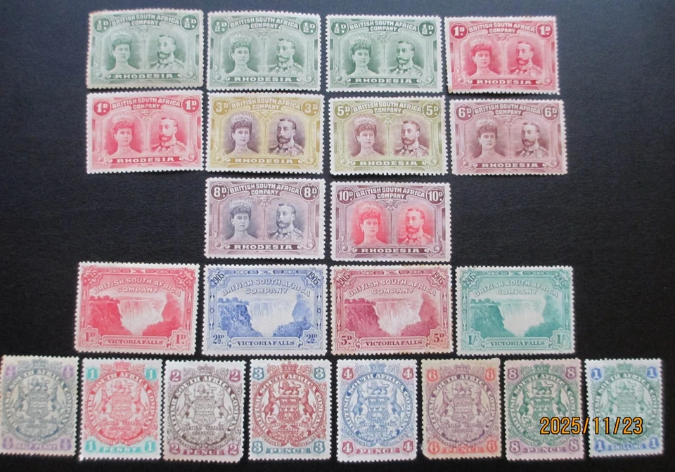Rhodesia/ British South Africa - 1910 Double Head - Vic Falls & Arms Stamps ~ MH - Image 1 of 4