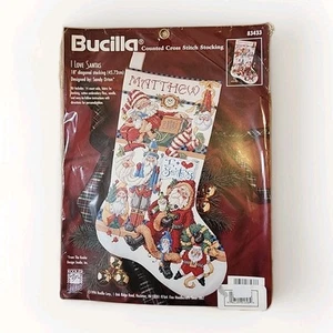 Kit Medias Punto de Cruz Contadas Bucilla 83433 I Love Santas 18" Diagonal 1996 - Imagen 1 de 3