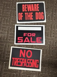 Vintage For Sale Beware of Dog No Trespassing Lot of 3 Bright Signs 8.5x11 - Bild 1 von 4