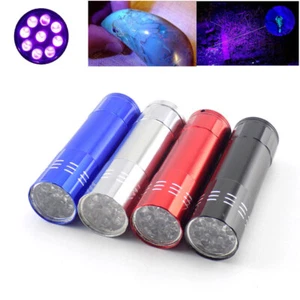 9LED UV Ultra Violett Taschenlampe Lila Blitz Taschenlampe Licht Lampe Schwarzlicht AAA Fledermaus - Bild 1 von 10