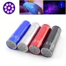 Torcia UV 9 LED Alluminio 395nm Rilevatore Banconote Con Luce Nera - Pile AAA