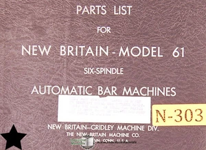 New Britain Model 61, GCU 2016 Automatic Bar Machine Parts Manual - Bild 1 von 3
