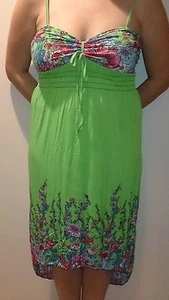 NEW Women's Long Sundress - GREEN Floral Print, Shoulder Straps - Size Med-XXL - Picture 1 of 1