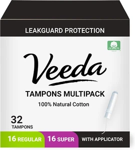 100% Natural Cotton Compact Regular and Super Tampons - Compact Bpa-Free Applica - Picture 1 of 12