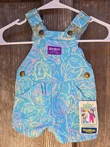 Osh Kosh Baby B’Gosh 6-9M Tropical Beach Shortalls Vestbak Swing Clip NWT VTG - Picture 1 of 14