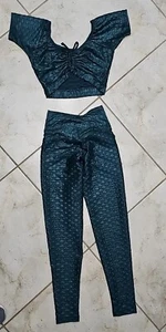Bohno Dacron Elastane Fitness Leggings Size S Crossed Front Rouched Bootie - Picture 1 of 17