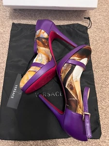 BNIB £465 VERSACE Women's Purple "Procal" Leather Heels Shoes Pumps EU 38 UK 5 - Picture 1 of 14
