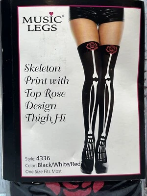 Nova Estampa de Esqueleto com Top Rosa, Coxa Hi.Calcinha Música Pernas 4336 Tamanho Único - Imagem 1 de 4