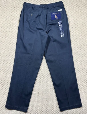 Pantalones chinos Daniel Cremieux para hombre 34x32 azul marino pierna recta plisados caqui Foto 1 de 4
