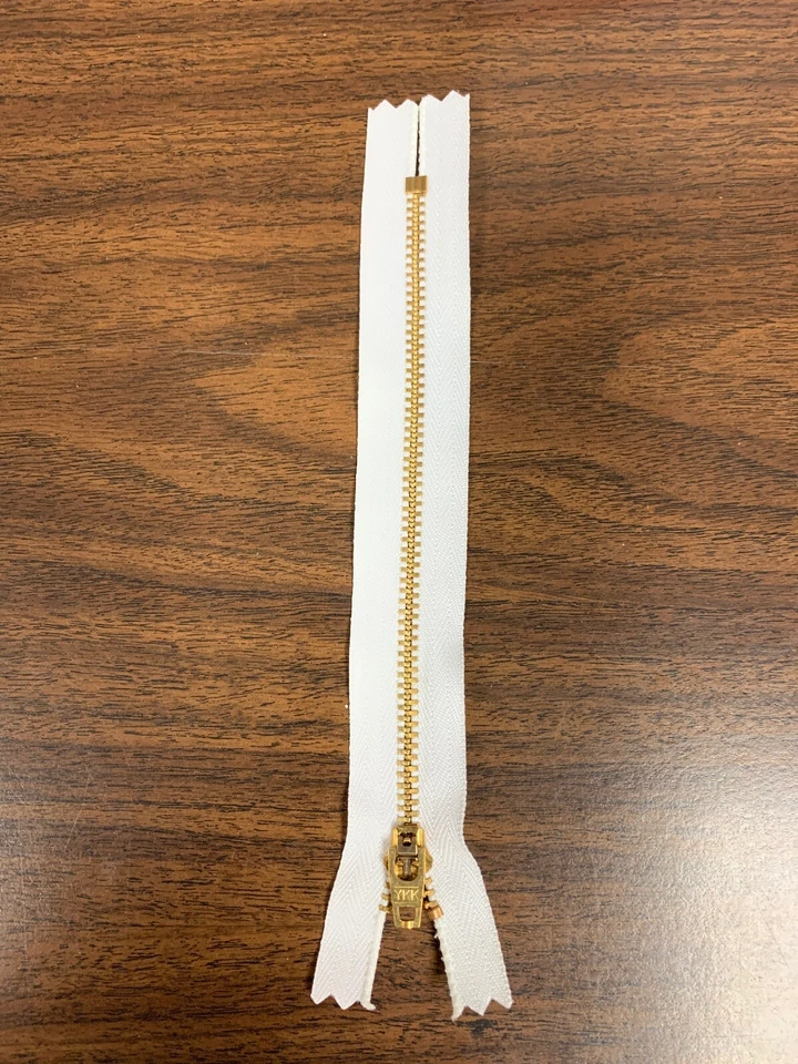 Cremallera 6.5” YKK Amarillo Latón Cremallera Para Jeans Lote de 10 Blanco Foto 1 de 3