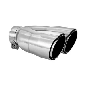 Punta de escape de doble tubo abrazadera de entrada de 2,5""/puntas de silenciador cromadas de soldadura doble pared - Imagen 1 de 6