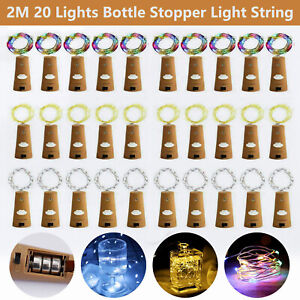10X 2M 20LED Bottle Fairy String Lights Cork Shape Bedroom Wedding Party Decor