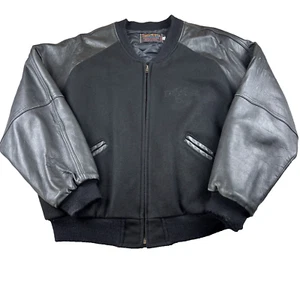 Vintage 90's Dive Varsity Jacket Men XL Black Wool Leather Sleeves Full Zip - Bild 1 von 16