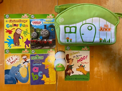 Leapfrog Tag Jr Reader & Case 5 Books Bundle Set Kids Children Tested Working - Image 1 of 4