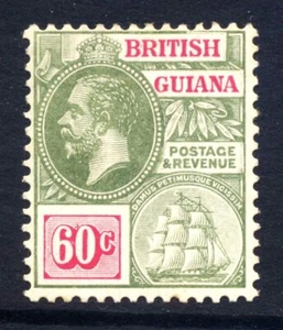 British Guiana SG 280 Cat £15 60 Cents Mounted Mint Multi Script Wmk Green & Ros - Picture 1 of 1