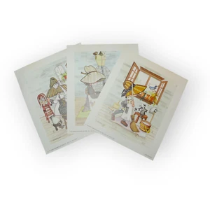 3 VTG Litho-Art Prints 1972 Stapco Tornabene Holly Hobby Sewing Tea Party NOS - Picture 1 of 5