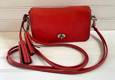 Bolso Bandolera Pequeño Coach Legacy Penny Bolsillo Cuero Rojo Borla 19914 Foto 1 de 4