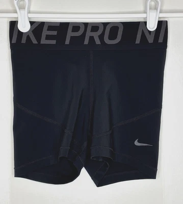 Nike Pro Dri-Fit Women's XS running shorts Fitted Elastic 22" Waist Solid Black - Image 1 of 4
