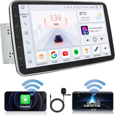 10.1'' Android13.0 2Din Touch Screen Carplay Rotatable Car Stereo Radio GPS Wifi - Image 1 of 4