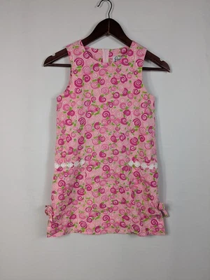 Vestido recto vintage Lilly Pulitzer niñas Y2K caracol rosa estampado floral talla 8 A066 Foto 1 de 4