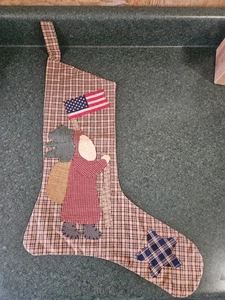 Weihnachtsstrümpfe patriotisch Weihnachtsmann handgefertigt rustikal Bauernhaus primitiv - Bild 1 von 4