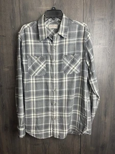 Original Weatherproof Vintage Shirt Mens M Gray Black Plaid Flannel Button Down - Picture 1 of 10