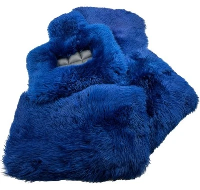 Blue Genuine Sheepskin Floor Mats For Rolls Royce Cullinan 2019-2024 ER56 - Image 1 of 2