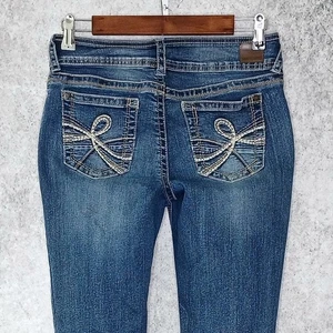 WallFlower womens Luscious Curvy jeans juniors sz 7 stretch embroidered bootcut - Picture 1 of 8