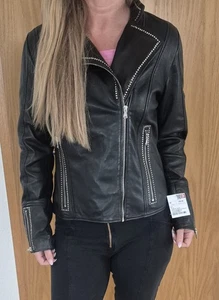 Mos Mosh Metha 801 Leather Leder Jacke Bikerjacke Damen Gr. 42 Neu mit Etikett  - Bild 1 von 15