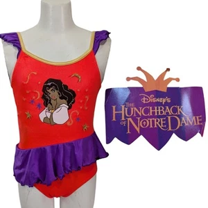 Vtg Hunchback Notre Dame Swimsuit Esmeralda Sz 8/10 Disney Girls 90s 1 Piece - Picture 1 of 10
