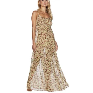$164 Beach Riot (S) Malia Maxi Vestido de Playa Amarillo Floral Transparente - Imagen 1 de 9