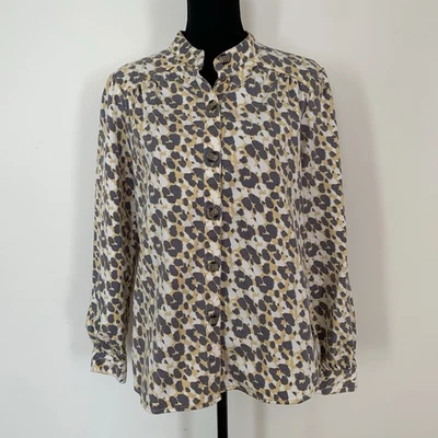 Chaqueta Camisa Cabi Providence #5854 Gris Blanco Amarillo Estampado M Manga Larga Leopardo Foto 1 de 4